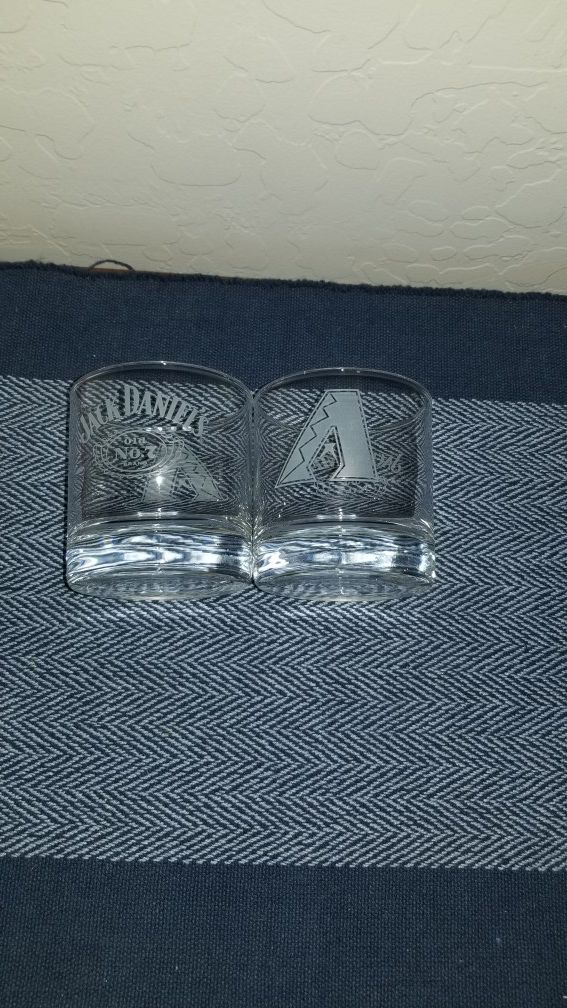 Jack Daniel's Arizona Diamondbacks collectible whiskey drinking glasses
