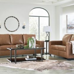 Bolsena Caramel Leather Living Room Set