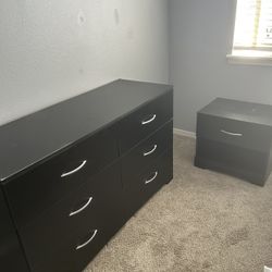 Black 6 Drawer Dresser and matching End Table &60