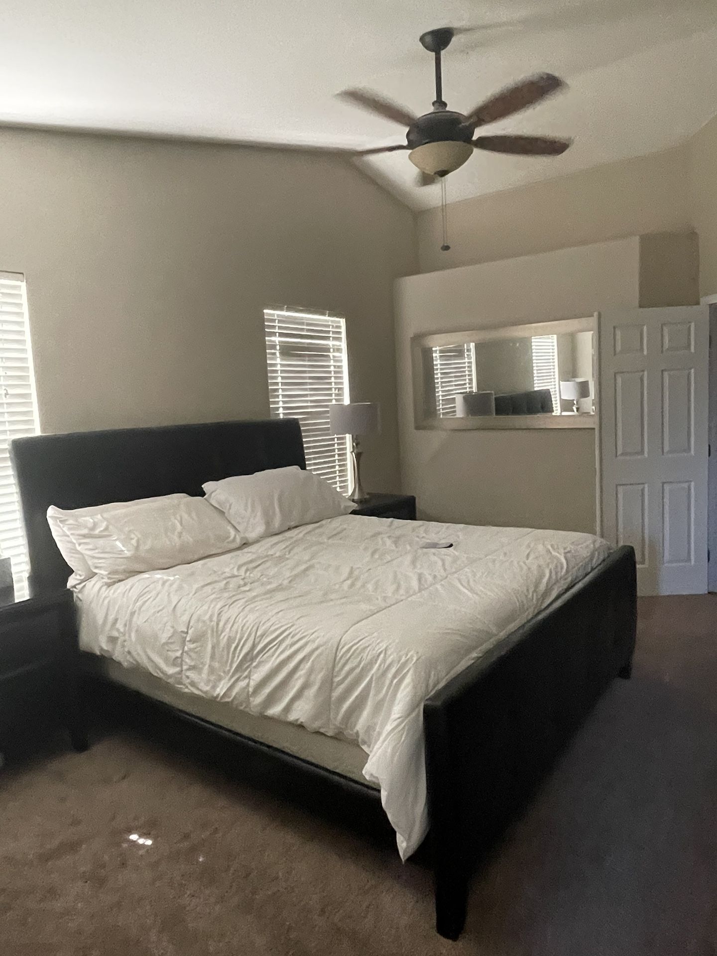 King Size Bed Frame -Black Leather