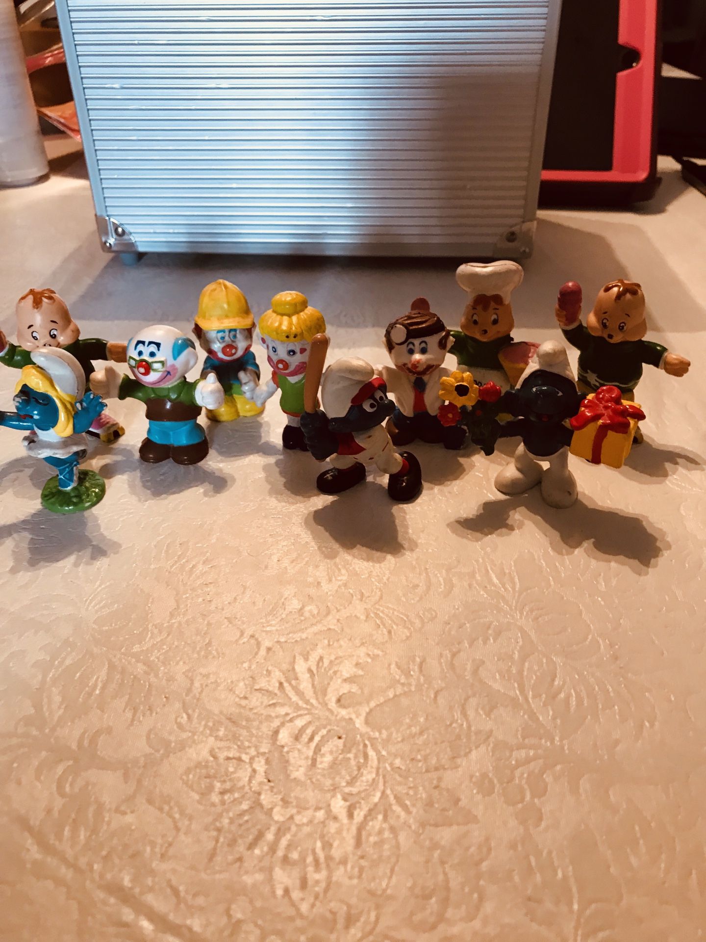 (10) Vintage 2.75-3’ inch figures, Smurfs Hong Kong, Mego Toys Clowns Hong Kong and Chimpmunks, 1983 only Theodore (3)