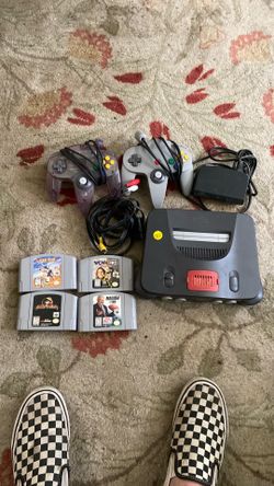 N64 with games and expansion memory pack