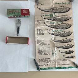 Vintage Barracuda Reflecto Spoon # 2 Fishing Lure, Original Box & Lure Info Sheet