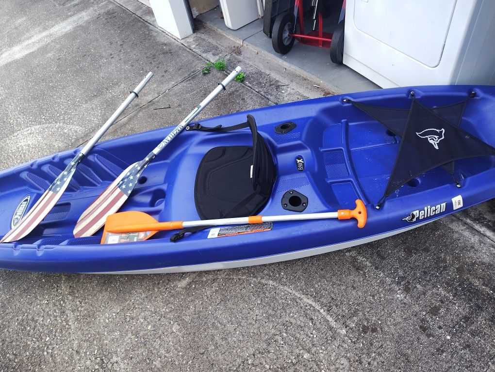 Blue And White Canoe Hardly Used For Sale 250.00  I Deliver Or Pickup Yourself. Good Deal 