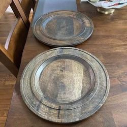 2 Only Southern Living Rustic Charger Plate - Wood $20 for both