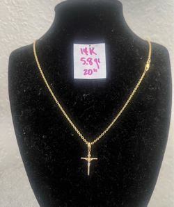 14K Solid Gold Chain and Pendant For Wedding 5.8Gr 18 Inches Long