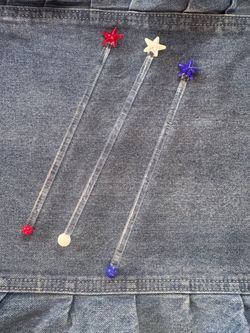 Pottery Barn 4th of July glass drink stirrers