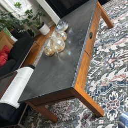 Solid Coffee Table W/metal Top