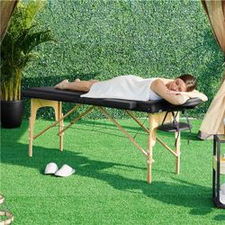 Portable and Adjustable Massage Table Bed, Spa Table with Headrest, Armrest, Hand Pallet, Face Cradle, Black