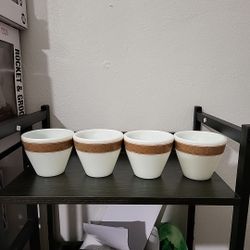 Lot Of 4 Rare Pyrex Tableware By Corning Bronze Scroll Coffee Cup Mug #721-36