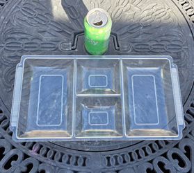 Platter Clear Acrylic 4 Compartment Serving Tray with Handles -16.5" X 9"