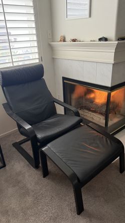 IKEA Black Armchair with Footstool