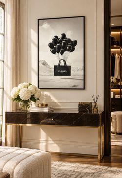 Elegant Chanel-Inspired Fashion Wall Art, Black Frame, 20” x 30”