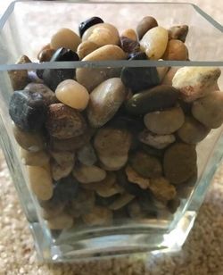 Decorative vases with pebbles
