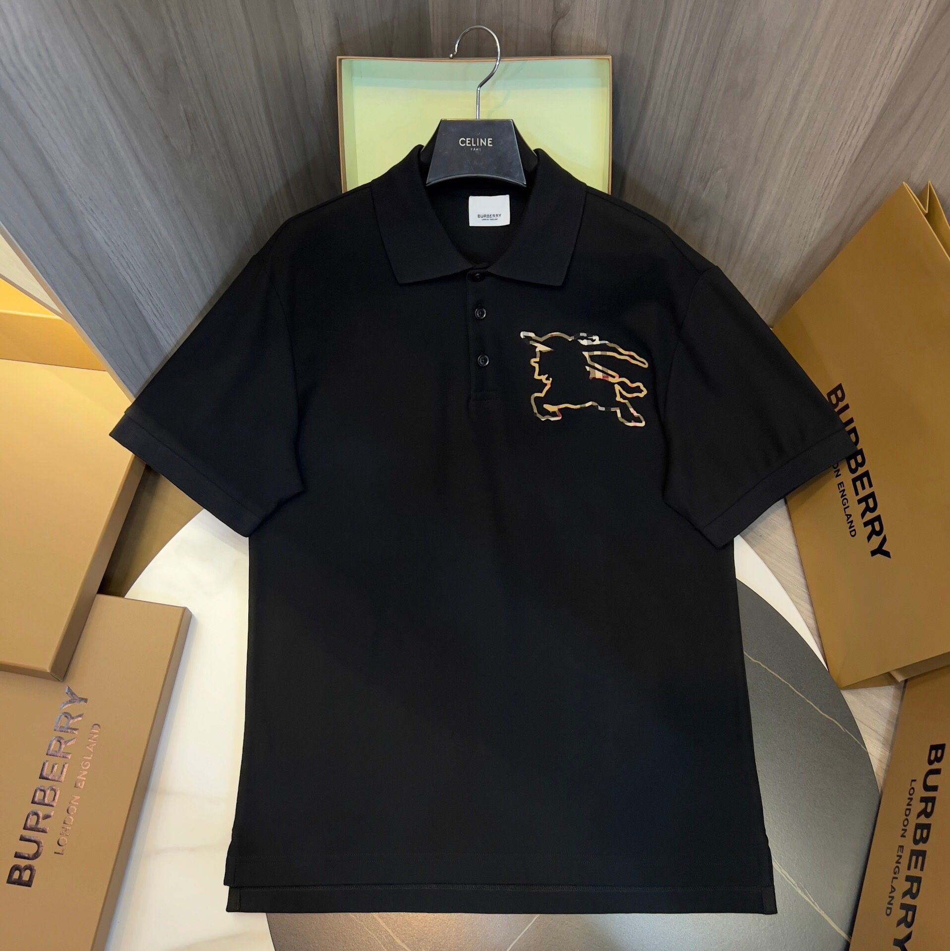 Burberry Black Polo Shirt New 