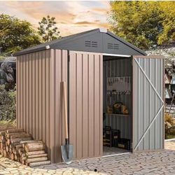 Brand New 4x6 Ft Metal Storage Shed Brown
