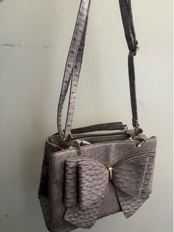 Elodie Embossed Bow Top Handle Medium Satchel Handbag
