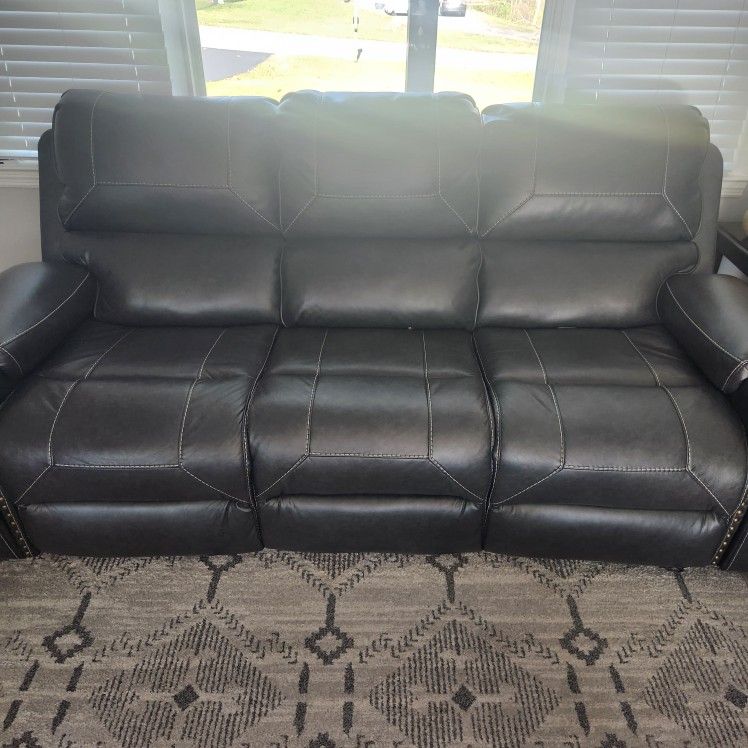 Gray Couch, Love Seat And Recliner With Electric