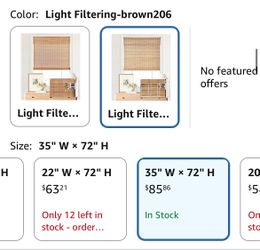Bamboo Blinds 35" x 72" – Cordless, No Drill (Renter Friendly)