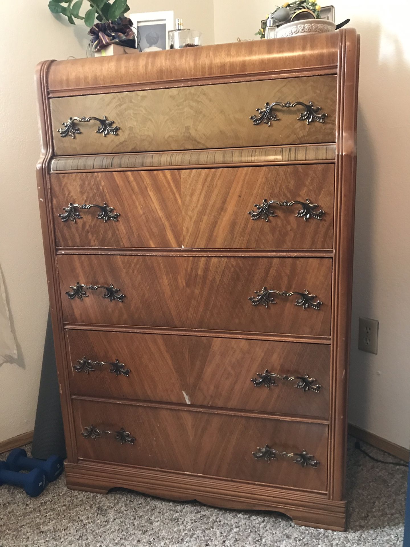 Vintage Art Deco waterfall dresser