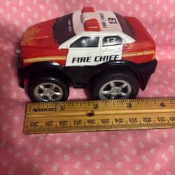 Kid Galaxy Squeezable Pull Back Fire Chief toy car. 