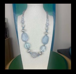 ✨ NY Silver & Blue Statement Beaded Necklace ✨
