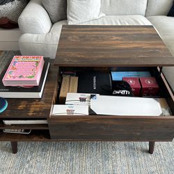 Wood Lift Top Coffee Table with Storage