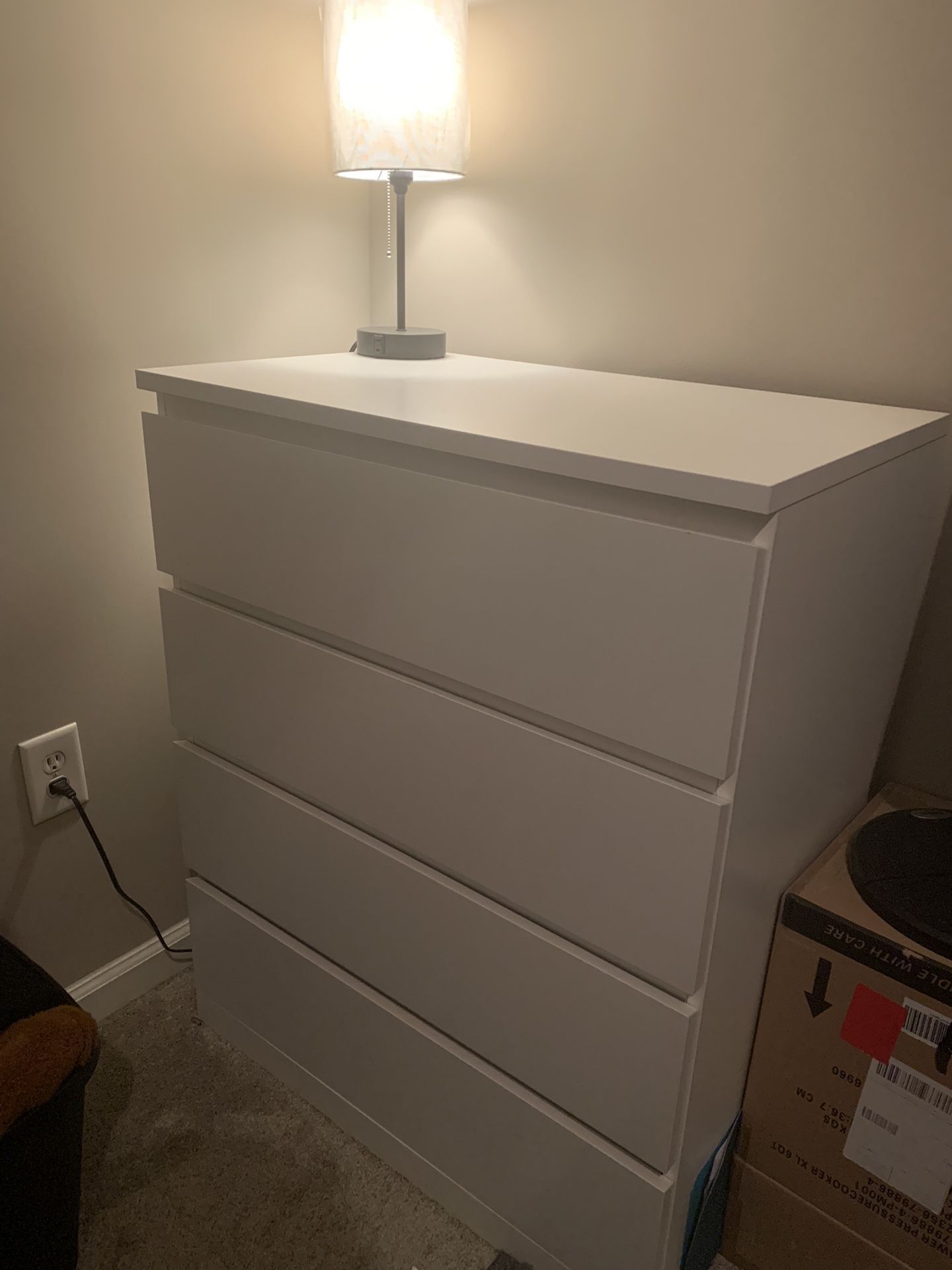 White Bedroom Dresser - 4 Drawer