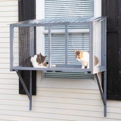 Cat catio window, Window Catio, Catio Outdoor Cat Enclosure Window Box, Wooden Cat Window Perch, NEW