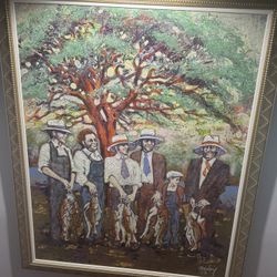 61”x50” Arlene Campbell Extra Large Oil On Canvas Fisherman Village Framed