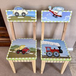 Kids Chairs, Set Of 2, Solid Wood Kids Stools