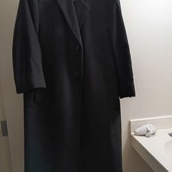 Men's Black Wool Overcoat  (Stafford)