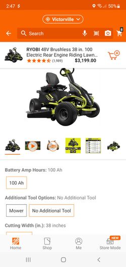 RYOBI 48V Brushless 38 in. 100 Ah Battery Electric Rear Engine Riding Lawn  Mower for Sale in Victorville, CA - OfferUp