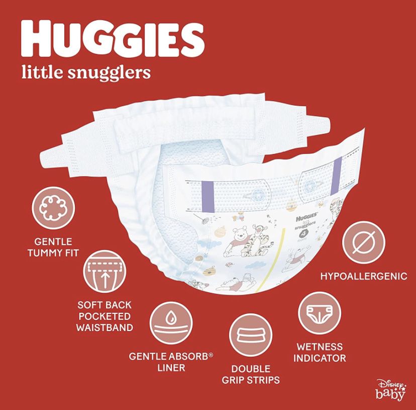 Baby Diapers Size 1 (8-14 lbs), 198ct, Huggies Little Snugglers Newborn Diapers