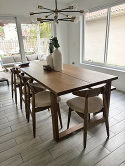 Dinning Table, Bench, And 4 Chairs