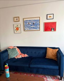 Wayfair Chelsea 77” Navy Blue Upholstered Sofa Couch
