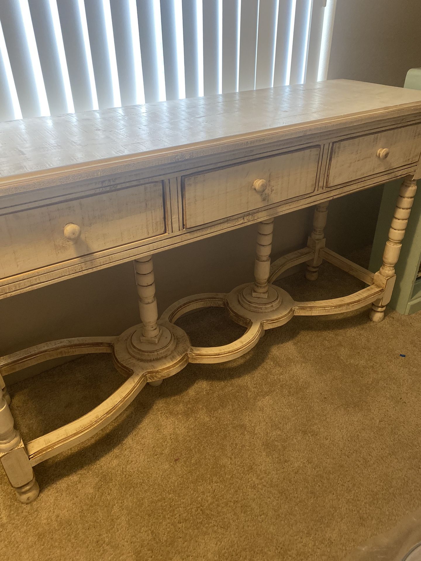 Large Entryway/console Whitewashed Table