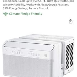 Midea 8,000 BTU U Shaped Window Air Conditioner, 9X Quieter with Inverter technology, Unique Open Window Installation, Over 35% Energy Savings, 