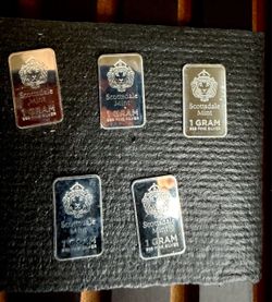 Lot of 5x Scottsdale Mint 1 Gram 999 Fine Silver Bars