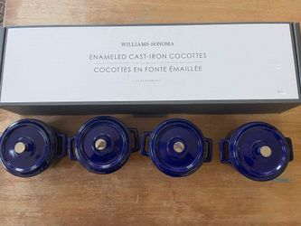 4 Pieces William Sonoma Enameled Cast Iron Cocottes 1/4 Qt Size Each