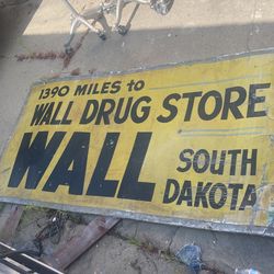 Vintage Wall Drug Store Sign 8’x4’ Metal 