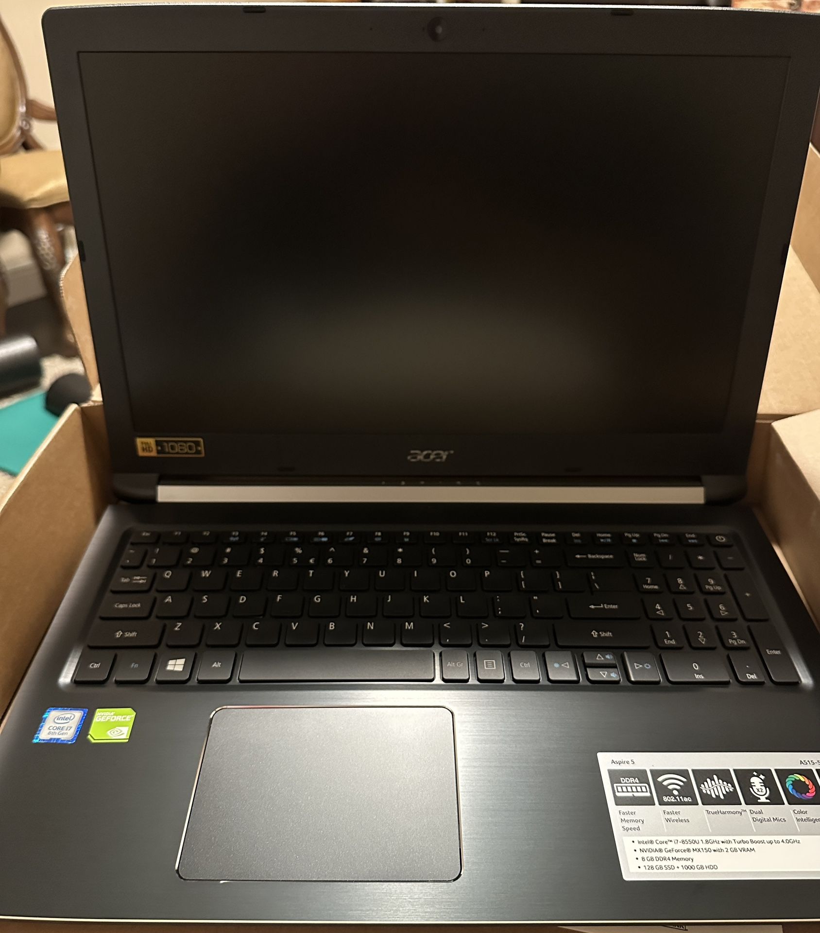 Acer Aspire 5 15.6” New Memory 8 GB DDR4 Memory Storage 128 GB SSD + 1000 GB HDD