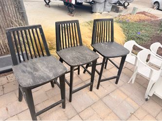 3 wood stools