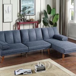 Brand New Blue Adjustable Sectional Sofa Sleeper 