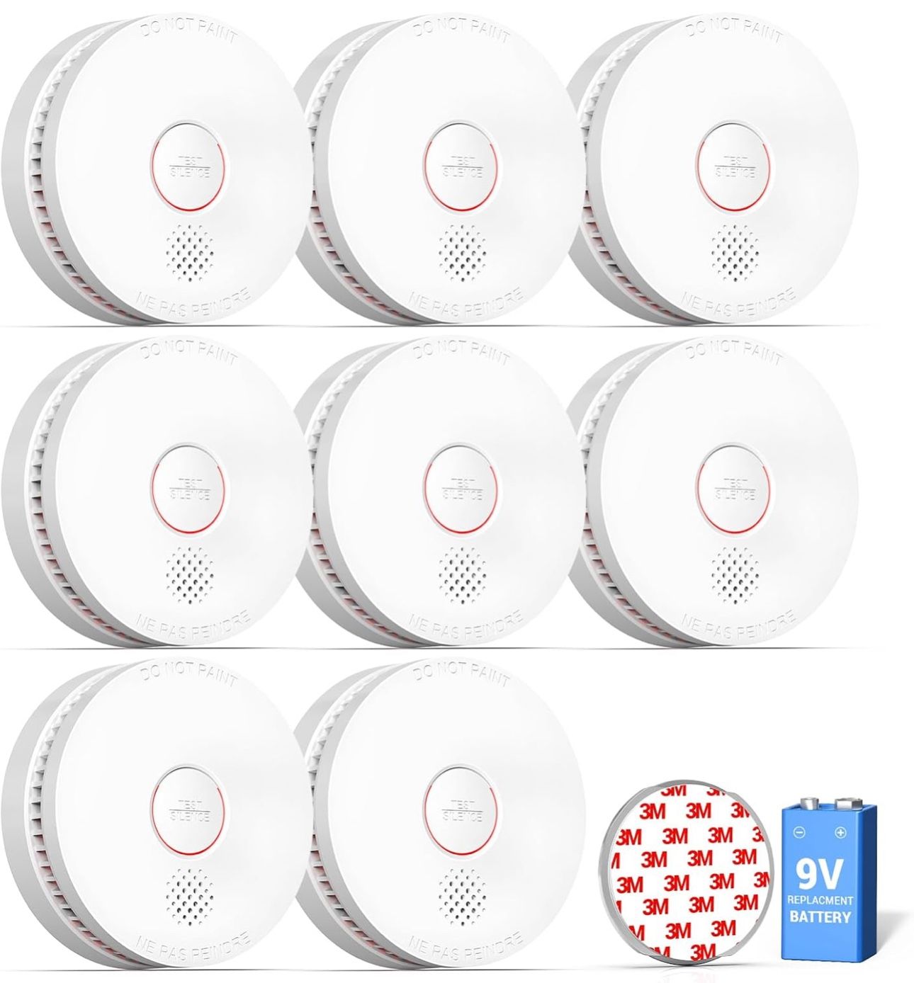 8 Pack - Hardwired Smoke Detectors Photoelectric Smoke Alarm