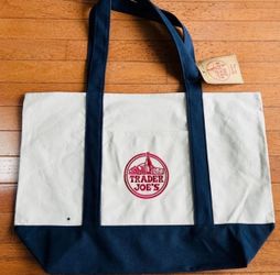 Trader joes bag navy large canvas tote