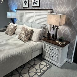 Dark Rum and White Queen Panel Bed