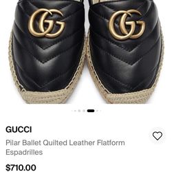 Gucci Shoes - Pilar Ballet Quilted Leather Platform Espadrilles 