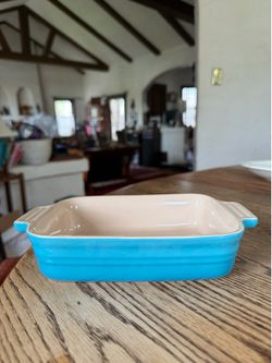 Le Creuset Blue Rectangular Baking Dish 7” x 5” inside