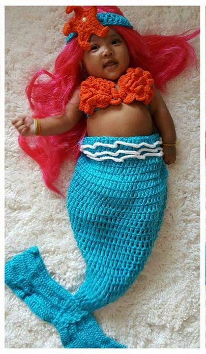 Hand Knitted Mermaid Costume for Infant